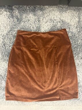 Ultra Flirt Corduroy Mini Skirt in Rust Brown